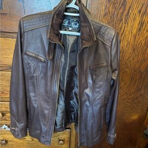 NICOLA Rich Brown Leather Bomber Jacket